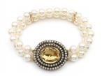 Two strand cultured pearl bracelet with Georgian clasp