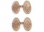1924 oval engine turned cufflinks in 9kt rose gold