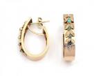 Antique 18kt yellow gold hoops studded with turquoise