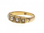 Antique five stone natural pearl ring in yellow gold