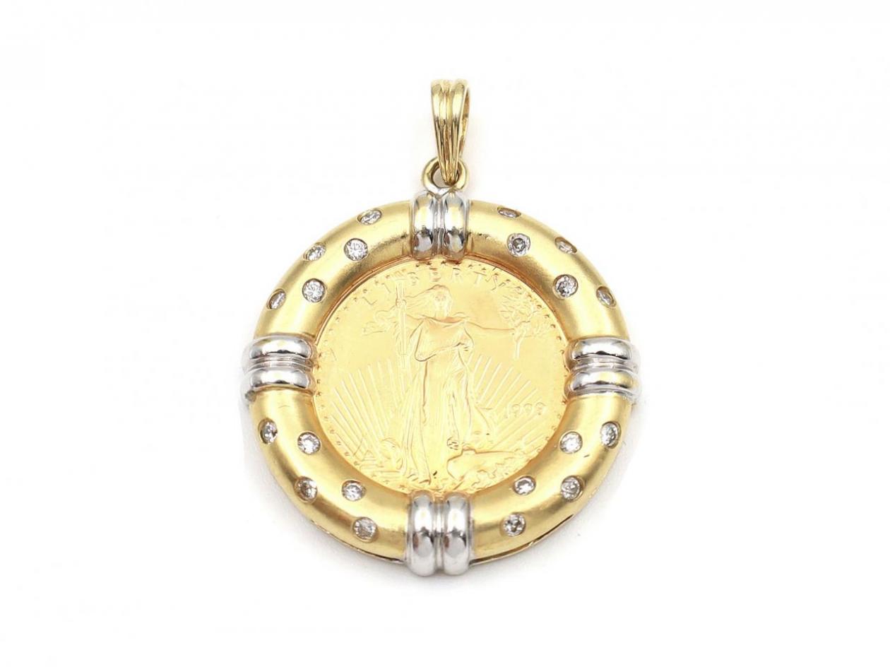 1999 American Liberty coin pendant in 18kt two tone gold