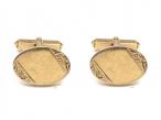 Solid 9kt gold oval and T-bar cufflinks