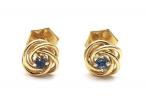 Vintage yellow gold and sapphire knot stud earrings
