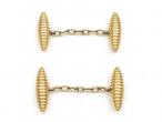 Retro double ribbed torpedo cufflinks in 18kt gold