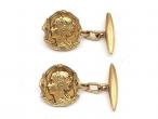 Art Nouveau whimsical woman cufflinks in 18kt gold