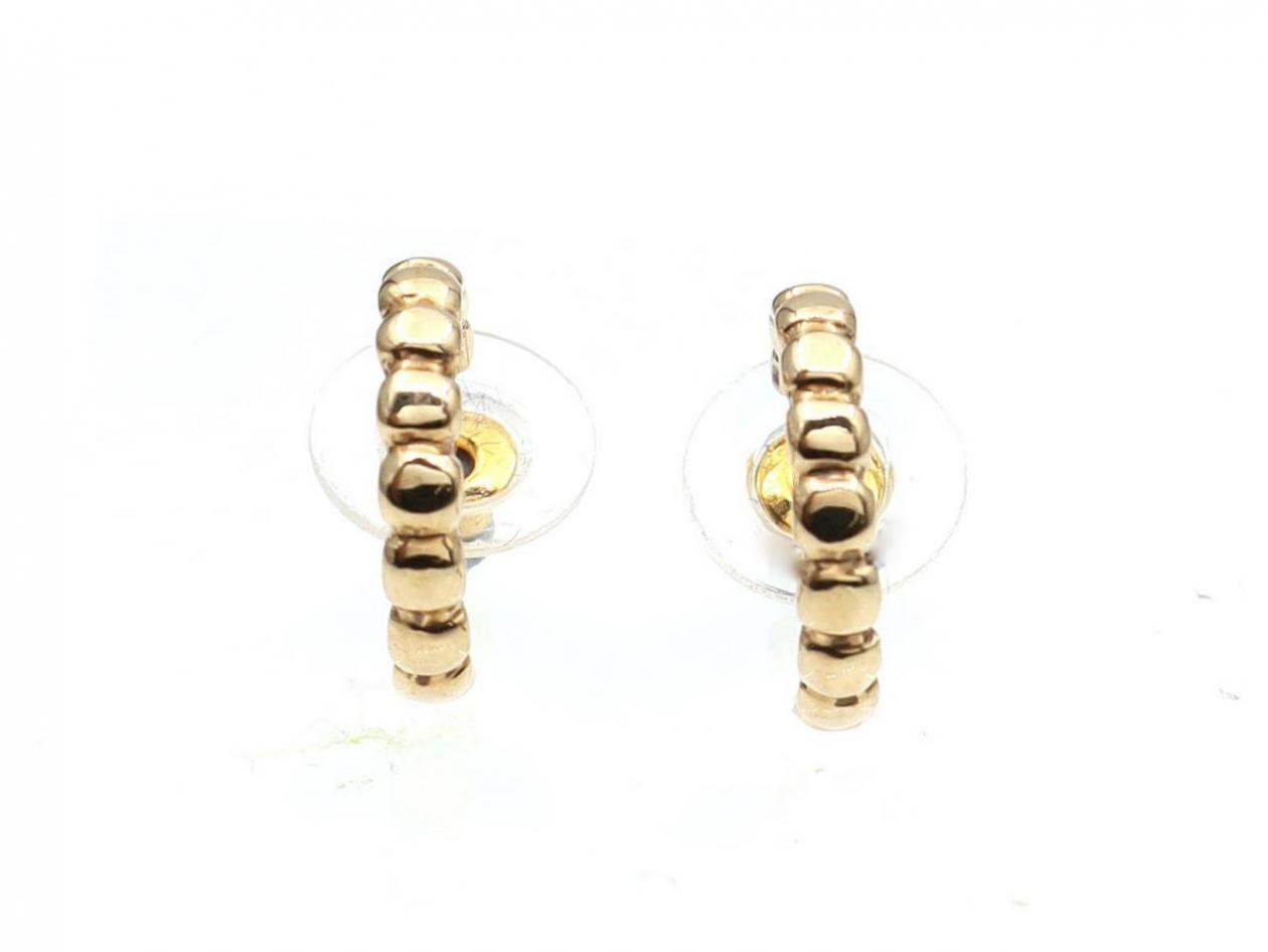 Vintage beaded half hoop earrings in yellow gold