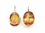 Vintage oval synthetic orange sapphire drop earrings