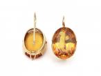 Vintage oval synthetic orange sapphire drop earrings