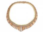 1940s diamond set fringed Cleopatra necklace in rose and yellow gold