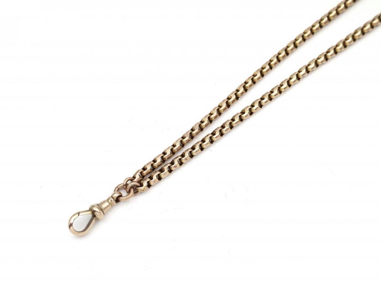 Petite close oval belcher longuard chain in 9kt yellow gold