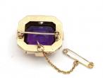 Amethyst and Old Mine cut diamond brooch in yellow gold
