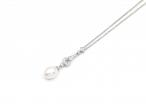 18kt white gold diamond and pearl drop pendant and chain