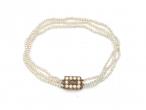 Georgian three strand seed pearl bracelet with gold clasp