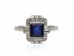 Art Deco Royal blue sapphire and diamond ring