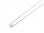 Floating diamond solitaire pendant and chain in white gold