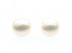 Vintage button pearl stud earrings in yellow gold