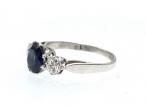 1970s Sapphire & Diamond Three Stone Ring in White Gold