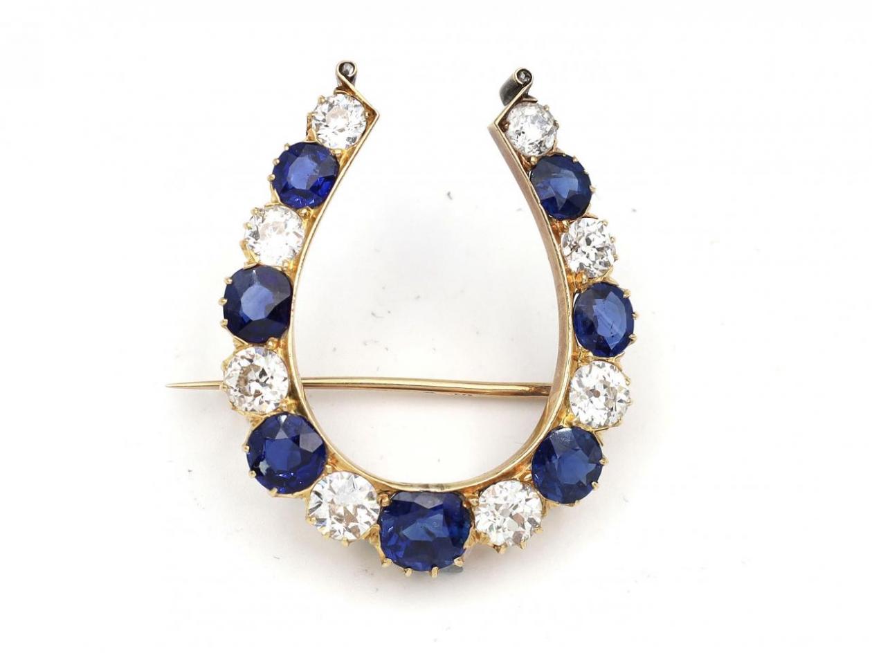 Victorian sapphire and diamond horseshoe brooch