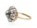 Antique Old Mine Cut diamond cluster in silver and 18kt yellow gold