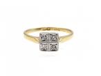 Edwardian diamond square cluster ring in platinum and gold