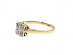 Edwardian diamond square cluster ring in platinum and gold
