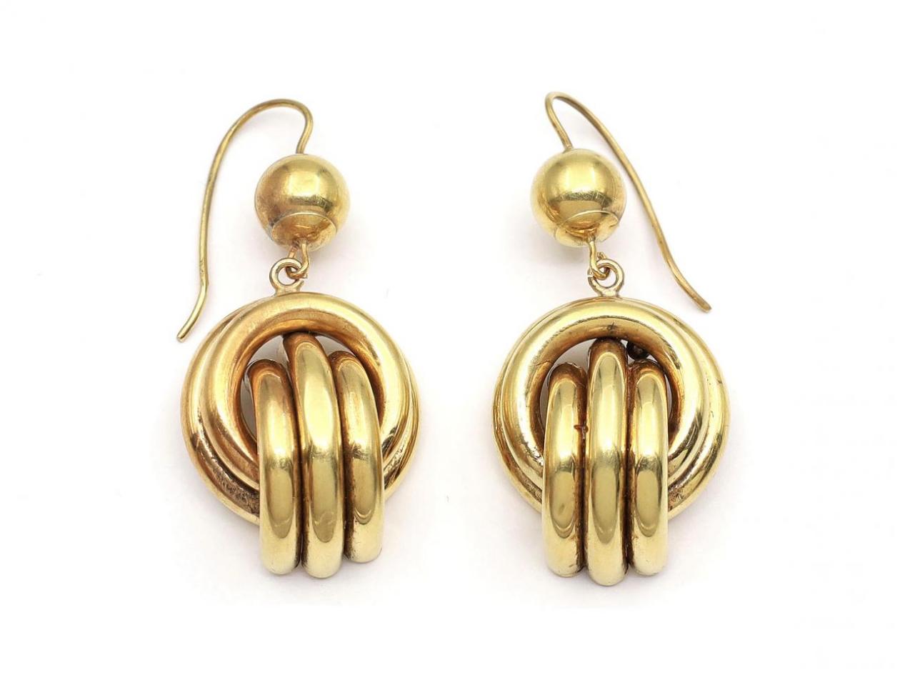 Victorian drop knot earrings in 9kt yellow gold