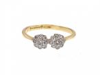 Edwardian diamond double daisy cluster ring in 18kt yellow gold