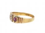 1889 diamond and ruby gypsy ring in 15kt yellow gold