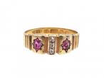 1889 diamond and ruby gypsy ring in 15kt yellow gold