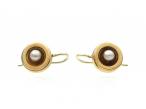 Antique Pearl & 9kt Yellow Gold Disk Drop Earrings