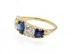 Victorian sapphire and diamond five stone carved ring