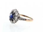 Edwardian sapphire and diamond oval coronet cluster ring