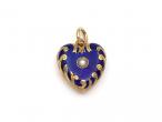 Victorian 15kt yellow gold petite blue enamel heart locket