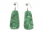 1920s carved jadeite drop earrings with silver fittings