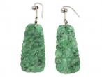 1920s carved jadeite drop earrings with silver fittings