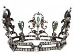 French Regency period silver coronet set with green and white paste
