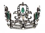 French Regency period silver coronet set with green and white paste
