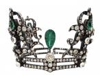 French Regency period silver coronet set with green and white paste