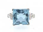 Vintage Square Aquamarine & Diamond Dress Ring