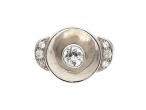 French Art Deco diamond set circular cocktail ring in platinum