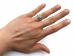 1870s diamond, turquoise and seed pearl floral cluster ring