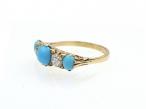 Victorian Turquoise & Diamond Five Stone Carved Ring