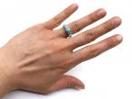 Victorian Turquoise & Diamond Five Stone Carved Ring