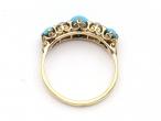 Victorian Turquoise & Diamond Five Stone Carved Ring