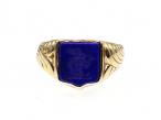 Antique 'Wood Family Crest' Lapis Lazuli Seal Signet Ring in Gold