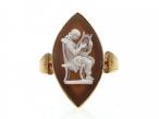 1870s Marquise Shell Cameo Ring in 18kt Yellow Gold