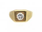 Retro diamond set signet ring in 18kt yellow gold