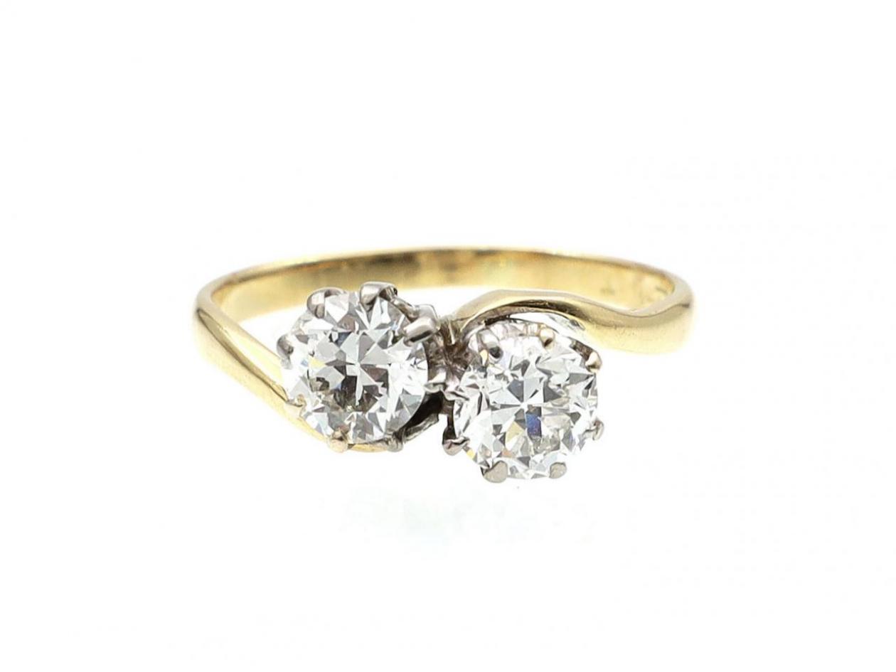 1950s diamond two stone twist engagement ring