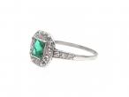 Art Deco emerald and diamond octagonal cluster ring