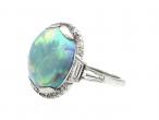 Art Deco precious harlequin opal and diamond ring